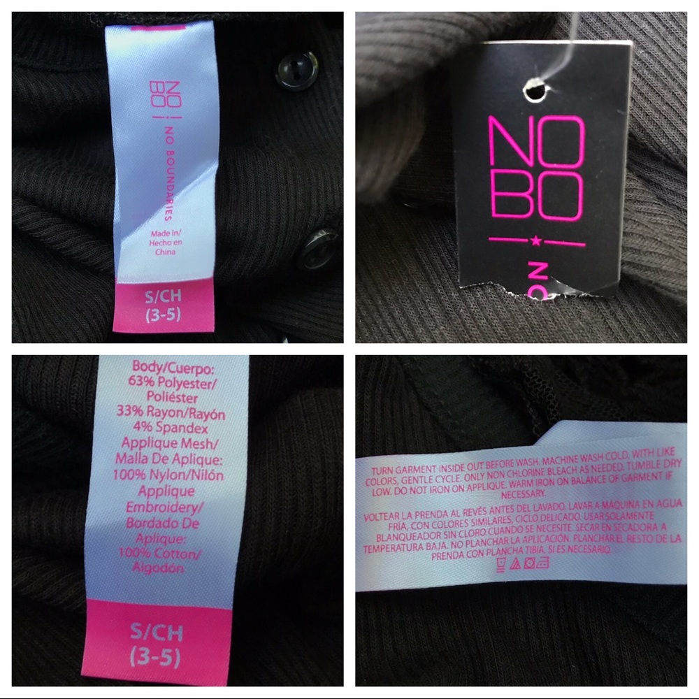 NWT No Boundaries embroidered lace knot black top - Picture 6 of 6